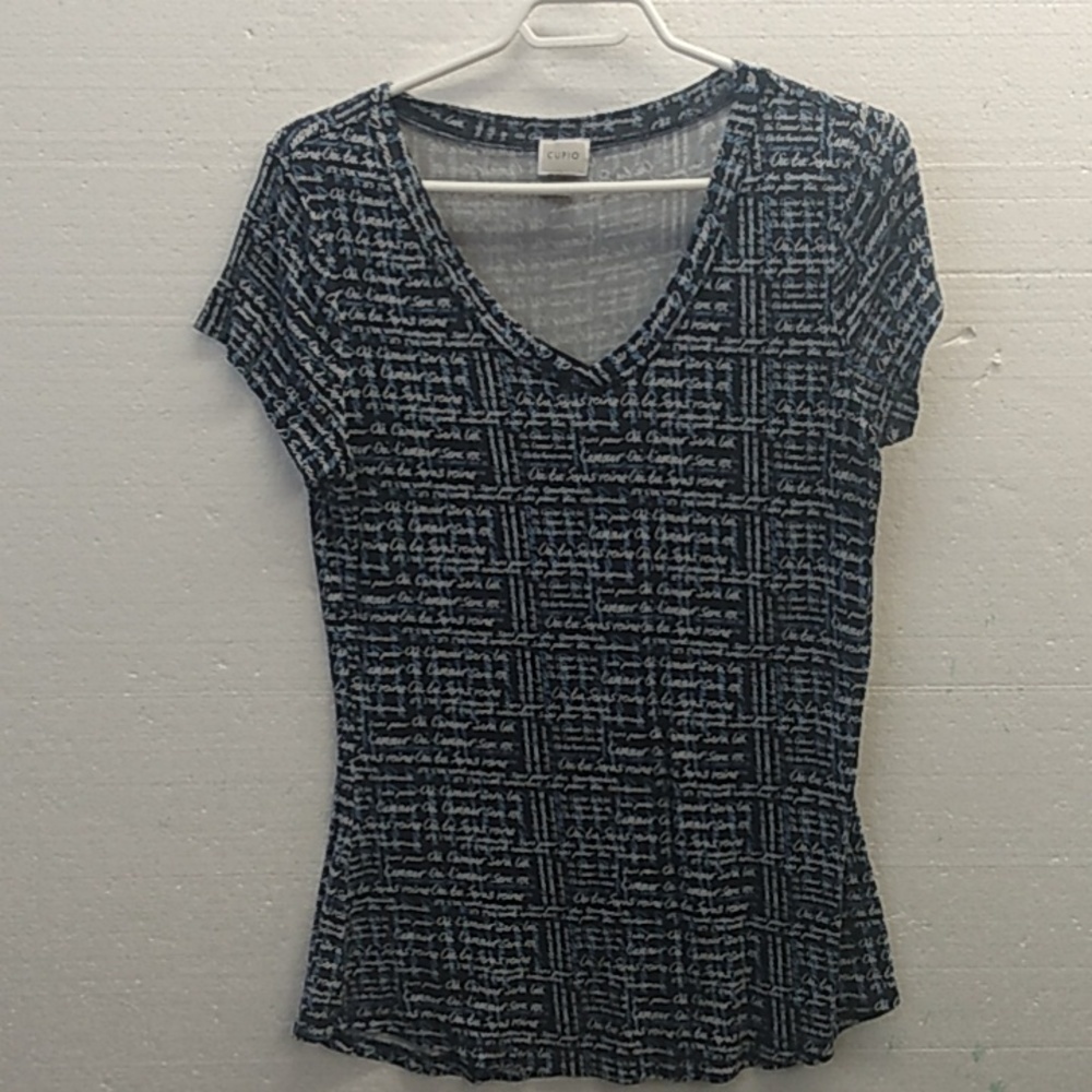 CUPIO Women's Top Size LG Blue/White
